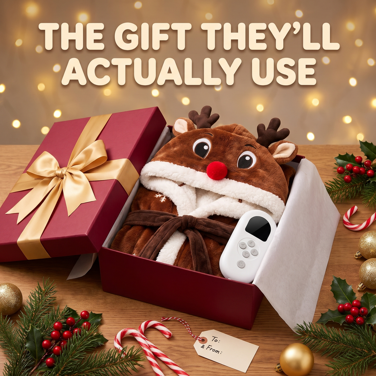 RobeDolph heated robe in a Christmas gift box